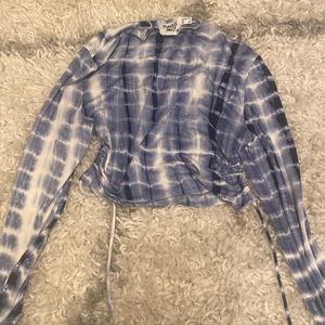princess polly tie dye long sleeve cut out shirt